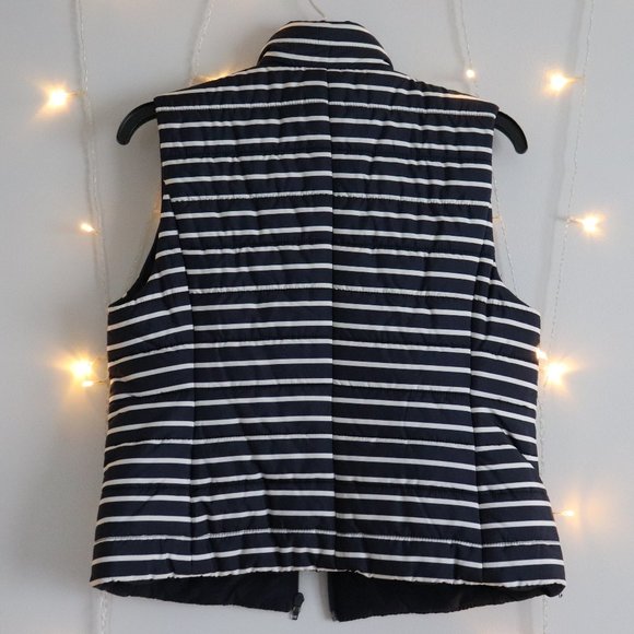 Navy and White Striped Puffer Vest | 087 - Picture 3 of 3